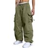 RUMAOZIA Pantaloni cargo da uomo, casual, a vita alta, dritta, paracadute, stile vintage, gamba larga, streetwear, hip hop, Y2K, per uomo 16+
