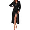 Marvmys Vestaglia da Donna Elegante Kimono Morbido Loungewear da Casa | Vestaglia lunga con scollo a V e maniche lunghe. Chiusura con cintura regolabile. Silhouette fluida e taglio strutturato.