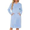 Wikoan Pigiama Lungo da Donna Camicie da Notte Invernali S-XXL | Manica Lunga un Lato Pigiama in Pile
