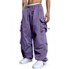 RUMAOZIA Pantaloni cargo da uomo, casual, a vita alta, dritta, paracadute, stile vintage, gamba larga, streetwear, hip hop, Y2K, per uomo 16+