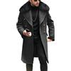 Generic Trench invernale da uomo, cappotto lungo doppiopetto, collo in pelliccia sintetica rimovibile, con tasche