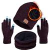 TMEOG Cappelli Invernali Cappello Sciarpa Guanti Invernale Set Uomo Donna Scaldacollo Invernale Touch Screen Guanti Caldo Coordinati invernali 3 Pezzi