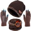 TMEOG Cappelli Invernali Cappello Sciarpa Guanti Invernale Set Uomo Donna Scaldacollo Invernale Touch Screen Guanti Caldo Coordinati invernali 3 Pezzi
