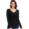 YARRCO Top termico da donna a manica lunga con scollo a V intimo termico sotto maglione termico t-shirt in pile