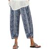 ZANZEA Pantaloni casual da donna in cotone e lino, taglio ampio, dritti, elasticizzati in vita, pantaloni chino con tasca