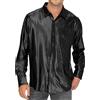 RUMAOZIA Camicia glitterata da uomo a maniche lunghe anni '80 con paillettes, a maniche lunghe 70, da discoteca, a maniche lunghe, con paillettes