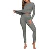 IWOLLENCE Biancheria intima termica da donna set top termici e leggings invernali strato di base in pile a costine pigiama da donna abbigliamento termico