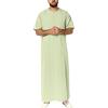 RUMAOZIA Abbigliamento arabo Uomo Musulmano Caftano Abaya Uomo Thobe Loungewear con cerniera Abbigliamento islamico Cotone Lino Abaya Accappatoi Abbigliamento da preghiera per uomini Manica corta Robe