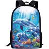 woerexker Zaino per bambini con delfino per ragazze in età prescolare scuola elementare borse da 43 cm zaino per libri scolastici zaini