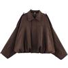 Generico Giacca Bomber Donna In Pelle Scamosciata Con Risvolto Con Zip Giacca Moto Donna Bomber Softshell In Finta Pelle Giacche Primavera Inverno Caldo Giacche Maniche Lunghe e Moda Camoscio