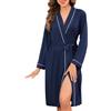 Sopesil Accappatoio Donna Vestaglia Kimono Leggera S-XXL | Maniche 3/4 con Tasche e Bordi a Contrasto e Cintura Sottile Traspirante e Morbido per Casa SPA e Dopo Doccia S-XXL