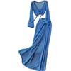 GKSMHD Set Copricostume da Donna - Costume da Bagno all'Uncinetto Traforato 2 Pezzi Bikini Copricostume da Spiaggia Top Corto a Maniche Lunghe e Minigonna