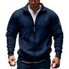 Generico Felpa Uomo con Zip Sweatshirt Scollo con Colletto Giubbotto Athletic | Felpa Uomo Senza Cappuccio Maglione Elasticizzata Giacca Comodità Abbigliamento Sportivo