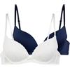 Dorina Set Multiplo 2 Pezzi Reggiseno Plunge Push-Up Sonia con Ferretto, Scollatura a V Profonda, Sollevamento Naturale, Avorio e Inchiostro