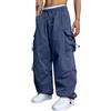 RUMAOZIA Pantaloni cargo da uomo, casual, a vita alta, dritta, paracadute, stile vintage, gamba larga, streetwear, hip hop, Y2K, per uomo 16+