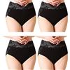 Serecofo Confezione da 4 Mutande Slip in Pizzo Taglia dalla 36 alla 52 Intimo in Cotone a Vita Alta Lingerie da Donna
