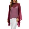 Generic Stola Donna in Chiffon Morbido, Coprispalle Elegante Trasparente con Design Irregolare, Mantella Leggera da Cerimonia Matrimonio Festa e Look Raffinato
