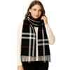 KARMA.DIEM Sciarpa Premium Cashmere Merino Touch - Lussuosamente morbida e calda - Quadretti marroni - Stola Pashmina unisex 180x65 cm per donna e uomo