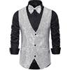 RUMAOZIA Giubbotti da uomo con paillettes luccicanti vestito gilet con scollo a V tinta unita glitter gilet con papillon per feste club glitter gilet uomo discoteca carnevale e feste a tema