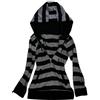 Generico Felpa con Cappuccio A Righe Stile Y2K Emo Goth Street Grunge Rock con Cerniera - Felpa Leggera E Ampia Stile Harajuku per Ragazze Teenager Streetwear