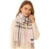 KARMA.DIEM Sciarpa Premium Cashmere Merino Touch - Lussuosamente morbida e calda - Quadretti marroni - Stola Pashmina unisex 180x65 cm per donna e uomo