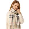 KARMA.DIEM Sciarpa Premium Cashmere Merino Touch - Lussuosamente morbida e calda - Quadretti marroni - Stola Pashmina unisex 180x65 cm per donna e uomo