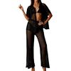 Generisch Estate 2026 Vestiti all'uncinetto da donna, costume da bagno scavato, top con bottoni, pantaloni larghi, set da spiaggia