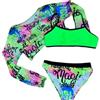 Generico Costume da Bagno Bambina 4-9 Anni 3 Pezzi Piscina Bikini Ragazza Sportivo Costumi Mare con Spalline a Fascia + Slip + Top Tankini Set Vintage Beachwear Spiaggia Swimsuit