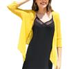 CGLHTATD Coprispalle Donna,Bolero in Chiffon per Donna, Scialle con Maniche A 3/4, Aperto Davanti, Leggero, Corto, Coprispalle, Giacca da Sera, per Occasioni Nuziali, Giallo S