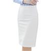 SOMTHRON Donna Tinta unita Lunghezza al ginocchio Professionale Matita Ufficio Gonna Vita Alta Aderente Cotone Lino Midi Abito Da Lavoro, bianco, M