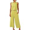 Generico Completo Estivo Donna Lino Senza Maniche Bluse Traspirante Completi Elegante Set Due Pezzi Donna Estivo Canotta Boho Completino Casuale Mare Fresco Completo Pantaloni e Camicia Per le Vacanze