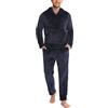 Lovasy Pigiama Pile Uomo Caldo con Cappuccio Pigiami Due Pezzi Invernale | Comodo Pigiama Lungo Completo Casual per Casa con Tasche S-XXL