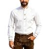 Generisch Camicia tradizionale da uomo bianca, a maniche lunghe, collo alto, con bottoni, leggera, per il tempo libero, in cotone, camicia estiva bavarese, classica per l'Oktoberfest