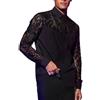 RUMAOZIA Camicia in pizzo da uomo trasparente floreale pizzo button down camicia a maniche lunghe maglia camicia a maniche lunghe camicia a rete con scollo a V sexy prospettiva muscle maglione camicetta