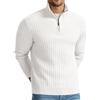 QIXING Troyer Maglione da uomo con motivo a treccia e a nido d'ape, morbido maglione casual con cerniera 1/4 e bordi a coste