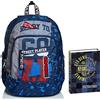 Seven Zaino Scuola ADVANCED SEVEN - STREET PLAYER, Blu, Doppio Scomparto + Diario 12 Mesi Standard, Blu