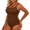 Generic Costume da Bagno Casual a Coste con Pieghe Taglie Forti, Monokini, Tankini, Costume da Bagno per Spiaggia e Piscina