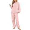 Wiepux Pigiama Donna Invernale in Pile Caldo Felpato Due Pezzi Set | Pigiami Termico Due Pezzi con Maglia Manica Lunga e Pantaloni, Completo da Casa Ampia Sleepwear Loungewear con Tasche, S-XXL