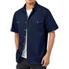 RUMAOZIA Camicia da lavoro da uomo, a maniche corte, con bottoni, estiva, per il tempo libero, da cowboy, in tinta unita, stile safari