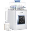 FOHERE Lavabiberon Elettrico Automatico 4 in 1 con Sterilizzatore e Asciugatore | Alta Pressione 28.000 Pa, Conservazione Stéril 168 Ore, Filtro HEPA H13, Doppia Alimentazione Acqua, 60 Pastiglie Incluse