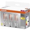 OSRAM LED BASE Classic A75, lampade LED a filamento chiaro in vetro per base E27, forma di lampadina, bianco caldo (2700K), 1055 lumen, sostituisce le lampadine tradizionali 75W, scatola da 3
