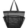 Fauhapyway Borsa da doccia in rete portatile con base rinforzata, ad asciugatura rapida, organizer per articoli da toeletta per palestra, dormitorio, spiaggia, viaggi, grande capacità, 8 tasche, nero, 17 x 30 cm