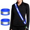 Samlior Catarifrangente Banda, 2 Pezzi Bracciale Riflettente e 1 Pezzi Cintura Riflettente per Corsa Jogging Ciclismo-Blu