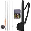 Horett Combo Canna da Pesca a Mosca e Mulinello, Fibra di Carbonio da 9 | Bobina in ABS, Impugnatura in Sughero, Alluminio, Pesca per Principianti, Borsa in Tela, Kit Iniziale, 20 Farfalle Finte,