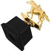 Generico Coppa Premio Equitazione in Plastica Oro con Base Nera Rinforzata | Statuetta Cavallo, Sezione Incisione, Finitura Liscia, per Club e Casa, Souvenir Duraturo