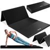 tectake® Tappetino da Ginnastica Pieghevole, Tappeto Fitness Portatile con Superficie Lavabile, Cinghia Trasporto, Tappetino Palestra, Sport, Casa, Yoga, Arti Marziali, 240x120x5 cm - Nero
