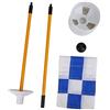 Vistreck Set di Aste per Putting Green da con Bandiera a Griglia Bianca Blu Rimovibile per la Pratica all'aperto Al Coperto