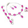 Fatto a mano Set gioielli pietre preziose forma ovale topazio fuoco arcobaleno rosa collan...
