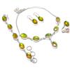 Fatto a mano Set gioielli pietre preziose forma ovale topazio fuoco arcobaleno verde regal...