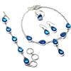 Fatto a mano Set gioielli pietre preziose a forma di pera quarzo tanzanite collana braccia...